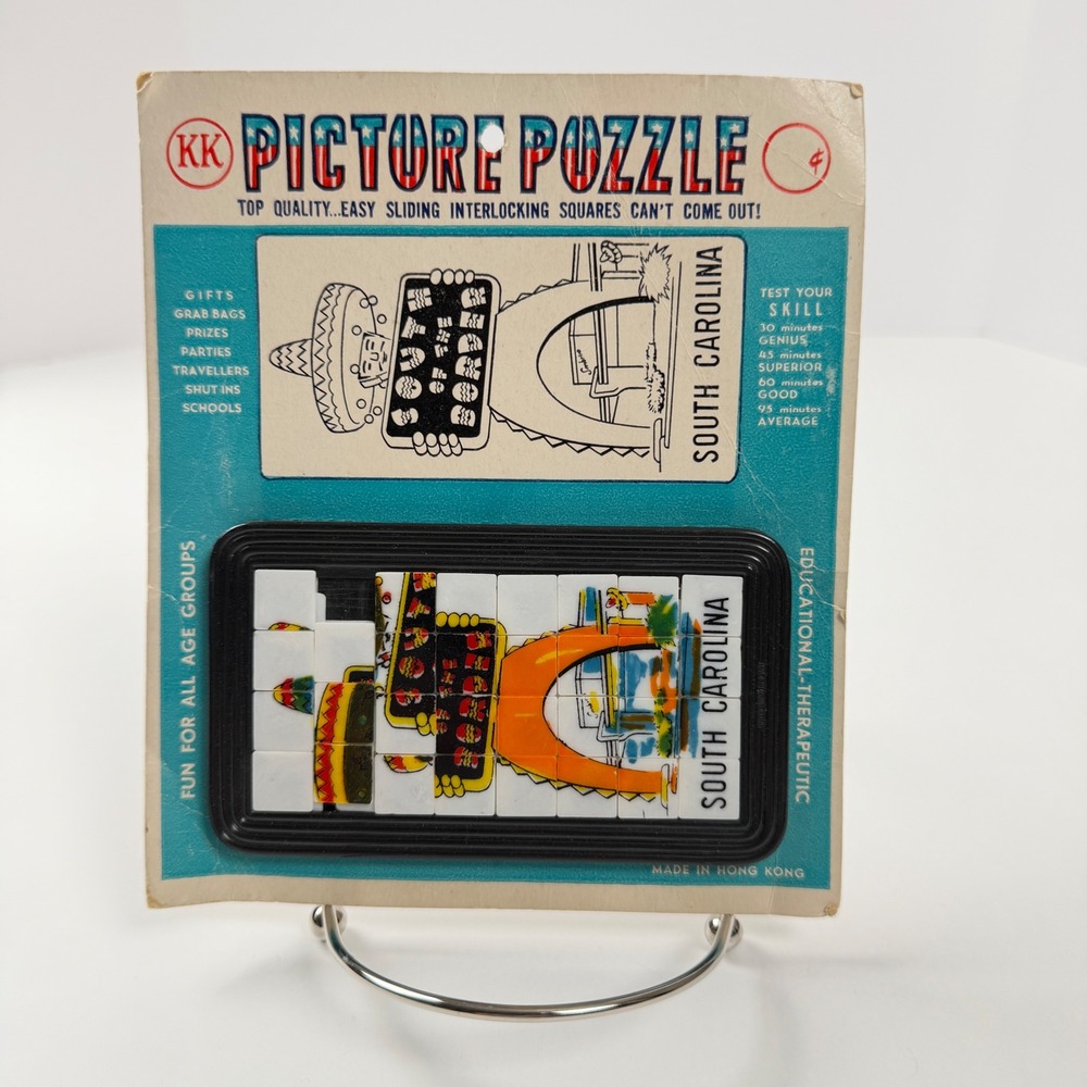 Vintage Sliding Tile Puzzle of South Carolina Interlocking‎ Squares Game NOS